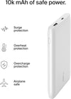 10000mAh power bank, USB-C Power Delivery fast charging portable charger with 18W USB-C and 12W USB-A ports, 10K travel battery pack for Samsung Galaxy, Pixel, iPhone, iPad, tablets – White