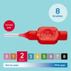 Interdental Brush, Original, Red, 0.5mm/ISO 2, 8pcs, efficient Cleaning Between Teeth, Plaque Remover and Dental flosser for Narrow Gaps