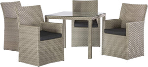 "Barcelona Rattan Wicker 4 Seat Dining Set: Stylish Outdoor Furniture with Cushions and Weatherproof Cover"