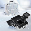 6 Trays Makeup Box Cosmetics Case Jewelry Organiser Vanity Make Up Storage Box Beauty Train Case Lockable with Keys, Silver