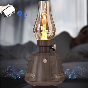 Retro Kerosene Bluetooth Speaker with LED Lamp,Vintage Night Light,Portable Speaker for iPhone Home Office,Rechargeable 1200mAh, Strong Bass,Loud Volume,Bluetooth 5.0 (Walnut Wooden C-style)