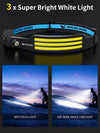 LED Rechargeable Headlamp, 230°Wide Angle 2 Pack 3*White Light Lightweight HeadLamps Motion Sensor Waterproof Headlight for Camping Hiking Outdoor (White)