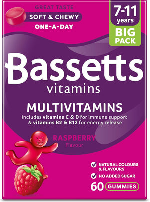 7-11 Years Raspberry Flavour Multivitamins 60 Gummies