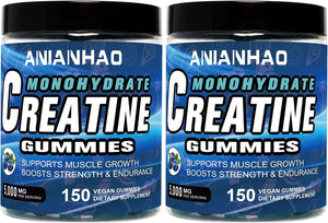 Creatine Gummies 5000mg 150 Gummies Creatine Monohydrate Gummies - Berry Flavoured Creatine - Pre Workout Gym Supplement for Men & Women - Vegan Chews Chewable Max recommneded Strength (2Bottle)