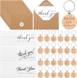 96 Pcs Thank You Gift Bulk for Graduation Employee Appreciation Gifts Inspirational Keychain with Thank You Card Envelope Stickers for Staff Colleague Teacher Nurse Leaving Gifts(Mixed Style)