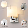 Wall Light 1xE14 Modern Wall Sconce with ON/Off Toggle Switch, Polished Chrome Finish Indoor Reading Light, Oval Shade Class 2 Double Insulated Wall Lamp for Bedroom Living Room Hallway