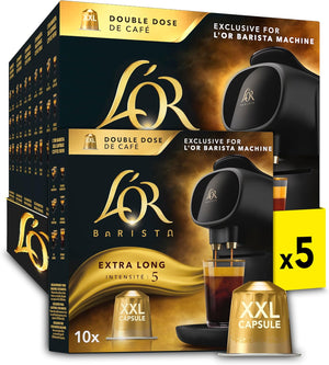 BARISTA Extra Long XXL Coffee Pods Intensity 5 (5 x 10 Pack, Total 50 Pods)