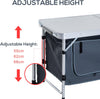 4ft Folding Camping Cupboard Kitchen, Height Adjustable Aluminium Camping Table with Storage, Lightweight Picnic Table for Outdoor Garden BBQ Party