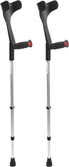 PEPE - Crutches for Adults Men (x2 Units, Open Cuff), Elbow Crutches for Women, Adjustable Crutches for Walking, Adult Crutches Pair, Walking Crutches for Men, Black Crutches - Made in Europe