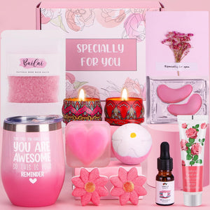 Bath Sets Pamper Gifts for Women, Unique Skin Care Self Care package for Her Relaxation Spa Sets for Women Gifts, Birthday Hamper Wellbeing Get Well Soon Gifts Ideas for Women Best Friend, Mum, Sister