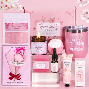 Birthday Gifts For Women, Cherry Blossoms Pamper Gifts For Her, Ideas Gifts For Mum, Best Friend, Sister, Relaxation Spa Ladies Hampers Self Care Package For Her, Presents for Christmas, Anniversary