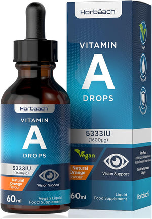 Vitamin A Supplement 5333 IU | 60ml Vegan Liquid Drops | High Strength Retinol Food Supplement | by