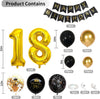 18th Birthday Decorations for Boys Black and Gold Balloons Arch Kit with Number Foil Confetti Balloon Happy Birthday Bunting Banner Black Gold Party Decor for 18 Years Old Girls Men Women Anniversary