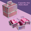 Makeup Case Vanity Box 4 Trays Beauty Organiser Case Cosmetic Storage Box with Locks, Pink