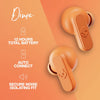 Dime In-Ear Wireless Earbuds, 12 Hr Battery, Microphone, Works with iPhone Android and Bluetooth Devices - Orange