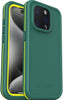 Fre Case for iPhone 15 Pro for MagSafe, Waterproof (IP68), Shockproof, Dirtproof, Sleek and Slim Protective Case with built in Screen Protector, x5 Tested to Military Standard, Green