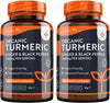 Organic Turmeric 1440mg with Black Pepper & Ginger (2 Packs of 180)- 360 Vegan Turmeric Capsules (6 Month Supply) – High Strength Organic Turmeric with Active Ingredient Curcumin - UK Made -