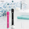 Pro 2 Electric Toothbrush with Smart Pressure Sensor, 2 Handles, 2 Cross Action Toothbrush Heads, 2 Modes with Daily Clean, Gifts for Men/Women, 2 Pin UK Plug, 2900, Black & Pink