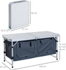 4ft Folding Camping Cupboard Kitchen, Height Adjustable Aluminium Camping Table with Storage, Lightweight Picnic Table for Outdoor Garden BBQ Party
