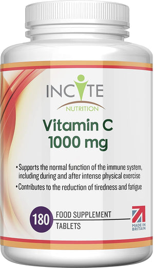 Vitamin C 1000mg | 180 Premium Tablets (6 Month’s Supply) | High Dose Quality Ascorbic Acid | Suitable for Vegetarian & Vegans| Made in The UK by ®