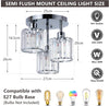 Modern Crystal Chandeliers Ceiling Light, 3-Lights Crystal Ceiling Lights Living Room, Chrome Semi Flush Ceilings Light Fittings for Hallway, Bathroom, Bedroom, Foyer, Kitchen Light Fixture