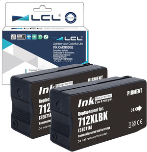 Remanufactured 712 712XL Black high capacity 80-ml Ink Cartridge Replacement for HP 712 3ED71A 3ED70A DesignJet T650 T630 T250 T230 T210 & Studio Large Format Plotter Printers (2-Pack)