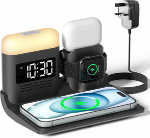 Wireless Charger, 3 in 1 Charging Station, Bedside Alarm Clock Night Light, Multi Charger Station for iPhone 15 14 13 12 11 Pro Max XS XR X 8, Apple Watch 9 8 7 6 5 4 3, AirPods Pro 3 2 Charging Dock