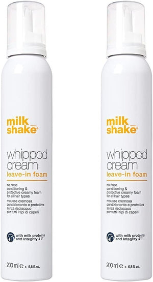 Milk shake whipped cream leave in foam, duo pack of 2 x 200 ml, conditioning and protective creamy foam for all hair types, 400ml