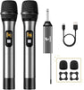 Wireless Microphone, UHF Dual Cordless Metal Dynamic Mic System with Rechargeable Receiver, for Karaoke Singing, Wedding, DJ, Party, Speech, Church, Class Use, 200ft (TW630), Grey