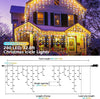 Icicle Outdoor Christmas Lights 10M - Warm White LED Xmas Icicle Light Outside Lighting Connectable House Lights 8 Mode Remote