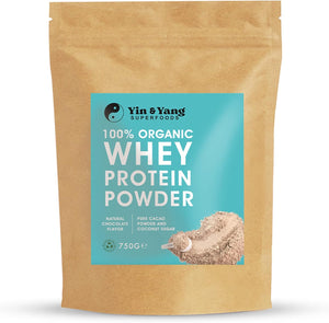 Organic Whey Protein 750g, by . Natural Chocolate Flavour, with Pure Cacao and Coconut Sugar, 19.4g of Protein Per Serving (25 Servings)