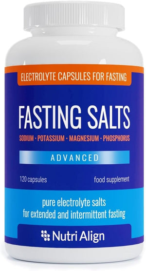 Fasting Salts Electrolytes Advanced, 120 Capsules | Sodium Potassium Magnesium Phosphorus | Pure Fasting Electrolytes | Sugar Free & Filler Free | Made in The UK