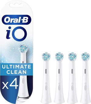 iO Ultimate Clean Electric Toothbrush Head, Twisted & Angled Bristles for Deeper Plaque Removal, Pack of 4 Toothbrush Heads, Suitable for Mailbox, White