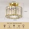 Gold Ceiling Light Fixture - Easric Industrial Crystal Semi Flush Mount Ceiling Lighting Modern LED Crystal Chandeliers Fitting for Hallway Living Room Dining Room Kitchen