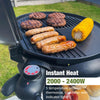 BBQ Electric Barbecue Grill with 5 Temperature Settings Grey | Thermostat | Indoor & Outdoor Party | Removable Drip Tray & Condiment Stand | Healthy Grilling | Non-Stick Cooking Surface