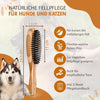 Bamboo Combi Dog Brush & Cat Brush | Smoothing and Detangling | Short Suitable for Medium Length Fur | Dog Comb for Undercoat I + Care Manual