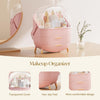 Makeup Storage Organiser with Clear Lid, Skincare Organiser Drawers Beauty Holder Cosmetic Organisers for Bathroom, DressingTable Organiser Dustproof Waterproof, Pink