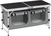 Folding Camping Cupboard Kitchen, Height Adjustable Aluminum Camping Table with Storage, Lightweight Picnic Table with Carry Handle for Outdoor Patio BBQ Party, Black + Grey