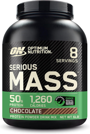 Serious Mass Protein Powder with Creatine, Glutamine, 25 Vitamins & Minerals, High Calorie Mass Gainer, Chocolate Flavour, 8 Servings, 2.73kg, Packaging May Vary