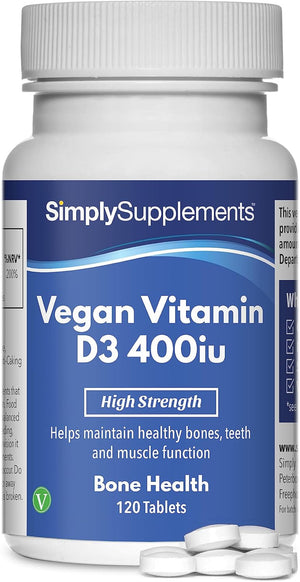 Vegan Vitamin D3 Tablets 400iu | Sourced from Lichen | Supports Bones & Teeth | 120 Tablets | UK Manufactured