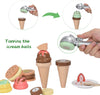 Ice Cream Toys for Kids, Wooden Ice Cream Coffee and Frozen Treat 3-in-1 Counter Playset,25 PCS Toddler Pretend Play Kitchen Food Accessories,Christmas Birthday Gift for 3+ Kids Girls &Boys