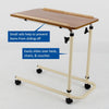 Overbed Table with Wheels, Laptop Desk with Wheels, Fully Adjustable Height and Angle, Laminated Top, Flat Packed Version, Height Adjustment 61 cm - 91 cm