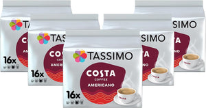 Costa Americano Coffee Pods x16 (Pack of 5, Total 80 Drinks)