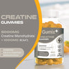 | Max 5000mg Creatine Monohydrate Gummies, Added 1000mg BCAAs, Premium Pre-Workout, Gym Supplement | 90 Gummies - 1 Month Supply | Orange Flavour | Vegan & Sugar-Free