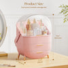 Makeup Storage Organiser with Clear Lid, Skincare Organiser Drawers Beauty Holder Cosmetic Organisers for Bathroom, DressingTable Organiser Dustproof Waterproof, Pink