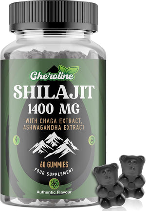 Shilajit Gummies 1400mg, Pure Himalayan Shilajit with Chaga and Ashwagandha, 85+ Trace Minerals, Rich in Fulvic Acid, for Energy & Immune, Authentic Flavor, Sugar-Free, Vegan (60 Count (Pack of 1))