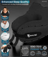 Travel Pillow - Memory Foam Neck Cushion - Flight Pillow | Support Neck Pillow for Travel | Travel Neck Pillow for Airplane with Carry Bag & Clip | Flying Travel Essentials (Black - Regular)