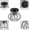 Modern Light Fixture- Industrial Mini Semi Flush Mount Ceiling Lighting LED Crystal Chandeliers Fitting for Kitchen Hallway Dining Rooms Living Room - Black