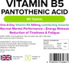 - Vitamin B5 Pantothenic Acid 500mg, 90 Tablets - 7666% NRV Dose, Contributes to Mental Performance, Metabolism & Reduction of Tiredness - UK Made, Letterbox Friendly