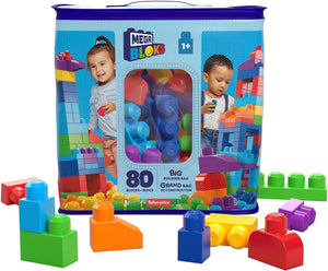 BLOKS Fisher-Price Toddler Block Toys, Big Building Bag with 80 Pieces and Storage, Blue, Gift Ideas for Kids Age 1+ Years, DCH63